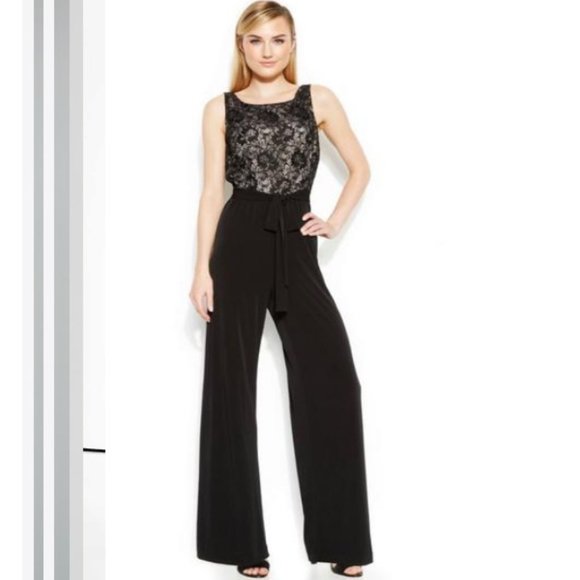 Calvin Klein Pants - NEW Calvin Klein Sleeveless Lace Bodice Wide Leg Jumpsuit 12